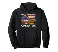 Excavator Heavy Equipment Operator American Flag Art Pullover Hoodie