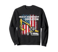 Excavator Heavy Equipment Operator American Flag Art Sweatshirt