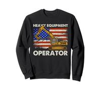 Excavator Heavy Equipment Operator American Flag Art Sweatshirt
