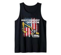 Excavator Heavy Equipment Operator American Flag Art Tank Top