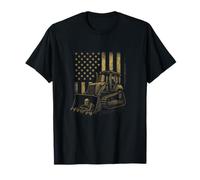 Excavator Operator - Patriotic American Flag Crew T-Shirt