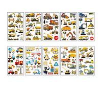 Excavator Temporary Tattoos for Boys, 10 Sheets Kids Waterproof Fake Engineering Vehicle Tattoo Stickers for Children's Stick-On Car Theme Birthday Gift Party Bag Filler
