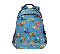 Excavator Truck Construction Site Warning Signs Pattern Backpacks for Kids School Bag Student Backpack Bookbag for Boys Girls Casual Bag
