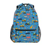 Excavator Truck Construction Site Warning Signs Pattern Kids Backpack for Boys Girls Student Big Backpacks for Elementary School Shoulder Bag Bookbag