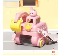 Excavator Water Bottle for Kids, 17 oz Leak-Proof Cute Cartoon Excavator Water Cup with Wheels, Adjustable Strap Straw Water Bottle, Funny Car Shape Water Cup for School Outdoor Travel