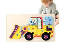 Excavator Wooden Puzzles | Educational Fire Truck Puzzles,Portable Learning Aid, Early Education Supplies for Fine Motor Skills, Shape Cognition Ability