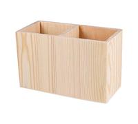 Exceart 1 Pc Wooden Container Two Compartments Pen Holder Storage Solid Color Case Pot DIY Stationary Box Organizer for School Home Office