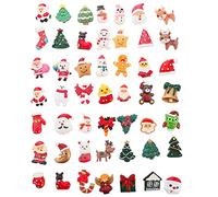 EXCEART 100 Pcs Christmas Resin Charms Flat Back Christmas Resin Embellishments for DIY Crafts Project Hair Bows Scrapbooking Decoration (Random Pattern), 3X2cm