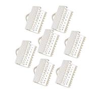 EXCEART 100Pcs 2cm Silver Metal Ribbon Crimp Ends, Fastener Clasps, Cord End Caps, DIY Jewelry Making Accessories for Bracelets, Necklaces, Chokers, and Crafts