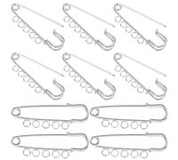EXCEART 10Pcs Metal Safety Pins with 5 Holes for Diy Jewelry Making, Silver Brooch Pins for Clothes, Quilts, Crafts