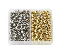EXCEART 200Pcs 6Mm Football Pattern Map Pins - Gold and Silver Push Pins for Cork Board, Fabric Projects, Diy Crafts - Perfect for Office, Home, and Travel Marking