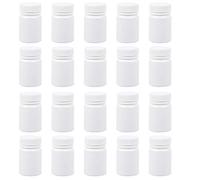 EXCEART 20Pcs Solid Powder Medicine Pill Bottle 50ML Empty Moistureproof Pill Holder Portable Pill Case Prescription Vials for Pills Tablets or Supplements White