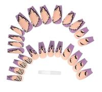 EXCEART 24pcs Halloween Fake Nail Pieces Black and White Skull Manicure Pieces Fake Nails False Nail Women Manicure Nails Fake Nail Patch Purple Environmental Resin Artificial