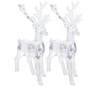 EXCEART 2Pcs Acrylic Clear Christmas Elk Figurines Desktop Ornaments Stag Sculpture Xmas Table Centrepiece Transparent Deer Decoration