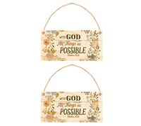 EXCEART 2pcs Wooden Hanging Sign Plaque Warm Welcome Door Decor Rustic Home and Cafe Wall Art Creative Light Yellow Design for Family and Business