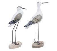 EXCEART 2pcs Wooden Seagull Figurines Nautical Decorations Rustic Vintage Sea Bird Sculpture Desktop Ornaments Mediterranean Coastal Beach Home Art Birthday Light Brown,35.5X21cm