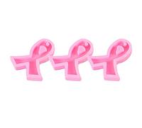 EXCEART 3 Pcs Pink Ribbon Silicone Keychain Mold with Hole Awareness Candy Fondant Mold Handmade Breast Cancer Mould for DIY Chocolate Cake Pudding Ice Cream Jelly,6.9X8CM