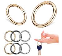 EXCEART 30 Pieces Spring O Rings, Metal Trigger Spring O Rings Round Carabiner Clip Snap Spring Keyring Buckle for Keychains, Bag, Purses, Handbag, DIY Crafts