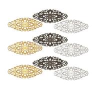 EXCEART 30pcs Metal Hollow Flower Pendant Charm Set - Assorted Color Filigree Wraps Connectors for Jewelry Making