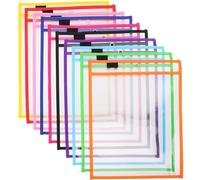 EXCEART 30pcs Rewritable Dry Erase Bag Reusable Pockets for Office School Stationery Supplies Write and Wipe Pockets for Classroom Activities Random Color