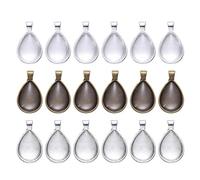 EXCEART 36Pcs DIY Jewelry Making Tray Pendants with Glass Dome Cabochon Teardrop Bezel Settings for Crafting Unique Photo Resin Necklaces