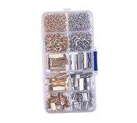 EXCEART 370pcs Lobster Clasp Extension Chains with Textured Crimp End Clamps Cord Ends for DIY Jewelry Making, Gold and White K Plated Accessories Suit Craft Enthusiasts