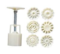 EXCEART 3D Hand-Pressure Mooncake Mold Set 50g Stamps Handmade Moon Cake Mould for DIY Baking Kitchen Tools 7pcs
