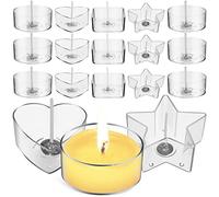 EXCEART 40 Pcs Candle Moulds for Candle Making, Transparent Plastic Tealight Holders with 100 Wicks