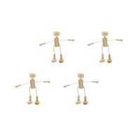 EXCEART 4Pcs Wooden Peg Dolls - Unfinished Adjustable Robot Figures for DIY Craft Painting, Creative Art Projects, Desktop Decoration