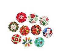 EXCEART 50 Pcs 24mm Mixed Painting Wooden Gear Buttons 2 Holes Decorative Buttons for Sewing Christmas Clothing DIY Crafting Assorted Colours