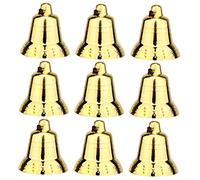 EXCEART 50 PCS Christmas Jingle Bells Plastic Golden Bell Ornaments for Xmas Tree Pendant Ropes for Door Wreath Party Holiday Decoration