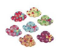 EXCEART 50pcs Wood Buttons 28x20mm 2 Holes Decorative Buttons for Sewing and Crafting Suitable for Jackets and Coats in Crochet and Knitting Projects Random Color