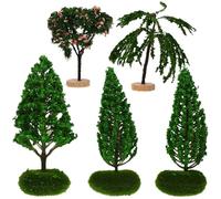 EXCEART 5Pcs Miniature Garden Model Trees for Crafting Realistic Plastic Model Trees with Base for Diy Landscape Micro Scene Building and Tabletop Decorations