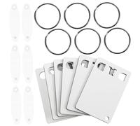 EXCEART 6pcs Heat Transfer Keychain Blanks for DIY Sublimation MDF Photo Key Ring Customisable Dad Mother's Day and Father's Day Craft Keyring