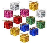 EXCEART 72 Pcs Mini Christmas Tree Ornaments Hanging Box Decorations Christmas Pendants Foil Wrapped Small Presents for Xmas Tree Hanging Decor