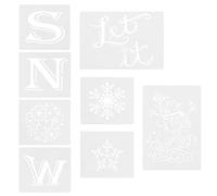 EXCEART 8pcs Christmas Snowfake Painting Stencil Snow Letter Drawing Template Reusable Mold for Winter Wonderland Window Glass Door Car DIY Art Spraying