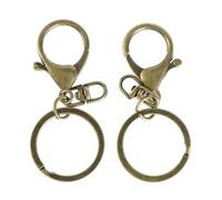 EXCEART Alloy Key Ring with Lobster Clasp - 2Pcs Zinc Alloy Keychain for Key Organization Crafts and Office Use