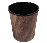 EXCEART Brown 7l Wooden Waste Paper Bins with Imitation Wood Grain Texture Plastic Rubbish Bin for Household Garbage Storage, Office Trash Can Suitable for Kitchen and Bathroom Use