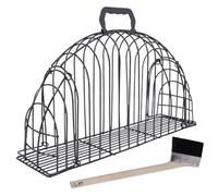 EXCEART Cat Bath Mesh Cage Stainless Steel Cat Shower Cage Anti-scratch Kitten Bathing Nail Trimming with Brush for Dog Grooming Supplies Black