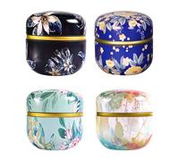 EXCEART Container Containers 4pcs Mini Metal Tea Tin Round Airtight Containers with Lids Chinese Tea Vintage Tin Cans Iron Jars Boxes Coffee