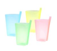 EXCEART Cup with Built in Straw 4Pcs Candy Color Sippy Cups Plastic Water Containers Milk Straw Drinking Cups for Kids (Random Color)