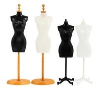 EXCEART Dressmaker's Dummy Female Mannequin Model Doll Stand, 4 Pieces Mix Style, Plastic, White/Black, for DIY Dollhouse Decoration