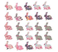 EXCEART Easter Theme Wooden Rabbit Buttons 1.26 Inch Two Holes Bunny Sewing Buttons for DIY Crafts and Festive Decorations