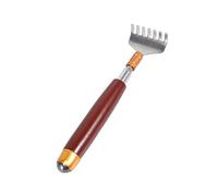 Exceart Extendable Back Scratcher Telescopic Portable Metal Back Scratch Backslap with Wood Handles Pocket for Elderly Men