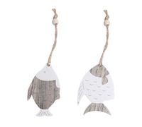 EXCEART Fish Shaped Hanging Wooden Pendants 4 Pieces 3.15X2.28 Inch Nautical Decor for Home Bar Hotel Festival Diy Craft Ornaments
