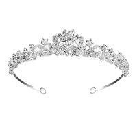EXCEART Flower Rhinestone Crown Queen Tiara Headpieces Luxury Wedding Crowns for Bride Drama Cosplay Prom