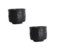 EXCEART Gardening Planter High-strength High-tenacity Modern Simplicity Ceramic Flower Pot Black Painted Pottery round Plant Ornament for Home and Office Décor