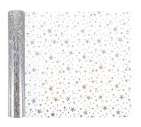 EXCEART Glitter Transparent PVC Jelly Faux Leather Roll Holographic Clear Leather Sheets Star Printed Synthetic Leather Fabric Water Proof Vinyl Craft Fabric for DIY