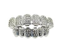 Exceart Gold Teeth Grills Set - Hip Hop Style Copper Mouth Accessories with Diamond Detail for Parties and Everyday Use