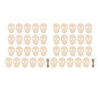 EXCEART Halloween Skull Ornaments - Unique Wooden Hanging Decorations for Festive Atmosphere 40 Pcs Skull Shaped Tags for Crafting and Scrapbooking
